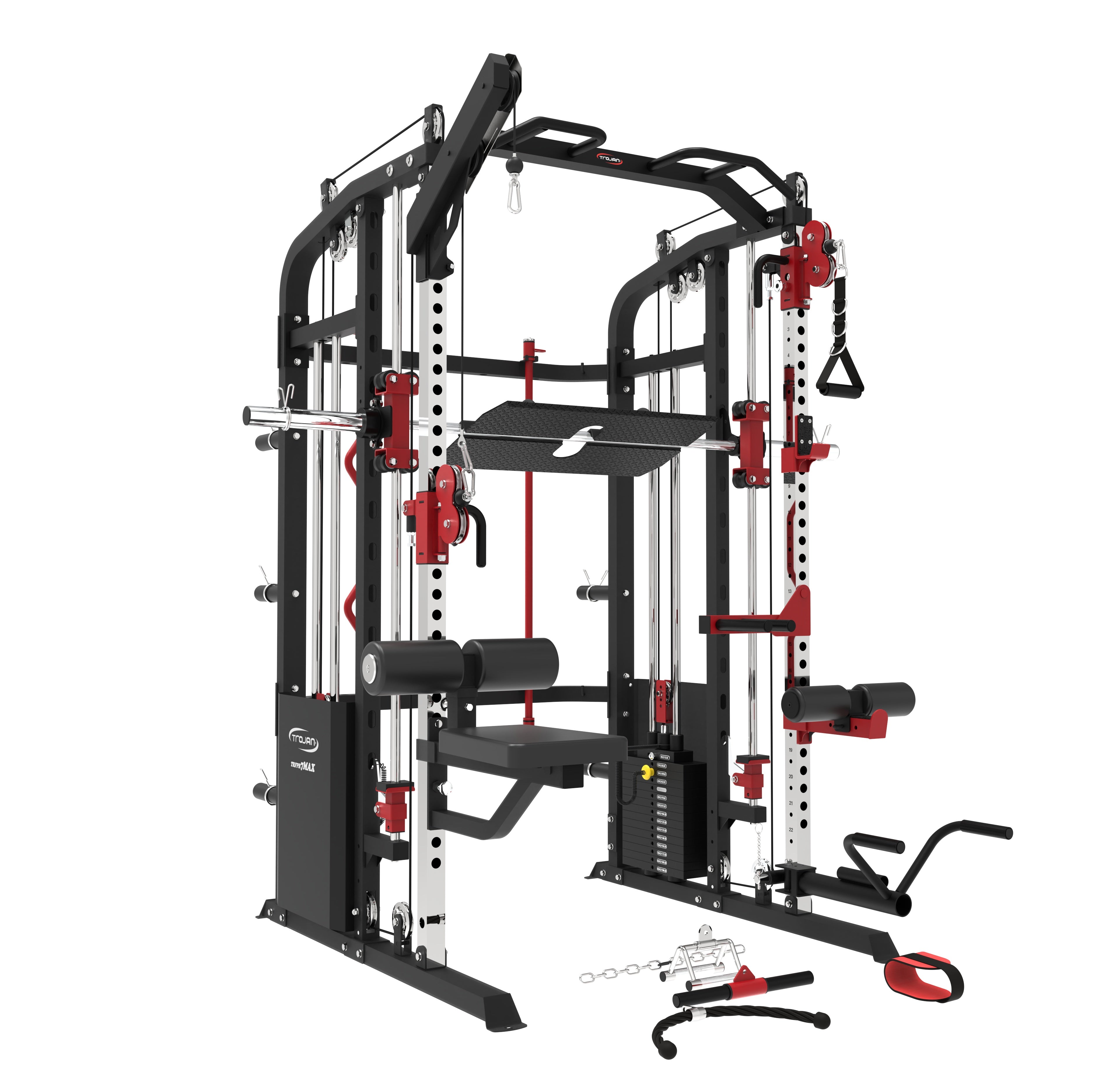 Smith Machine Functional Trainer FPR7MAX + 2 X 72 Kg Stacks | Leg Press + Lat Pull Down & Seat Attachment